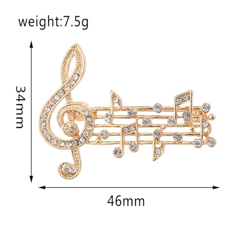 Image of 2PCS Music Note Brooch Pin for Women Dainty Elegant Rhinestone Pearl Note Treble Clef Brooch Musician Party Dance Banquet Clothes Accessorie Jewelry