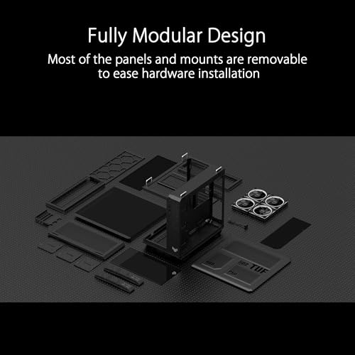 ASUS TUF Gaming GT502 Horizon ARGB (Blanc) – Boîtier PC ATX Gaming (Double Chambre indépendantes pour CPU et GPU, Conception panoramique, Panneaux latéraux sans Outils, USB Type-C à l’Avant​)