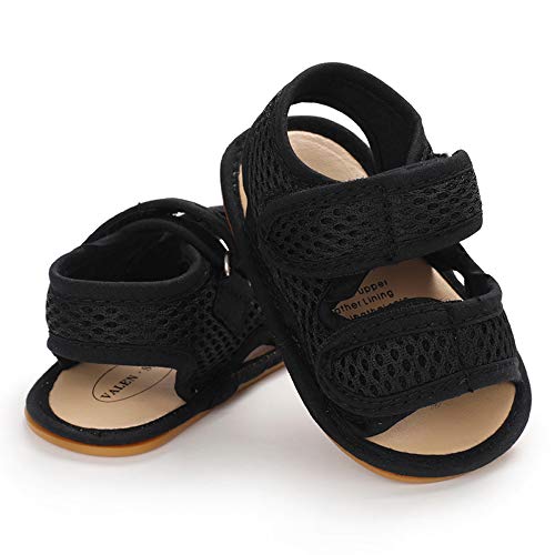 Sofmuo Baby Girls Boys Sandals Premium Soft Anti-Slip Rubber Sole Breathable Infant Summer Outdoor Water Shoes Toddler First Walkers(Black,12-18 Months) #TOP4