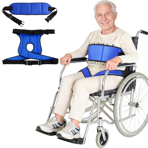 Image of Wheelchair Seat Belt,Wheelchair Harness for Dementia Patients Falling Out,Adjustable Anti-Slip Straps for Adults,The Elderly,Pregnant,Paralyzed(Blue)