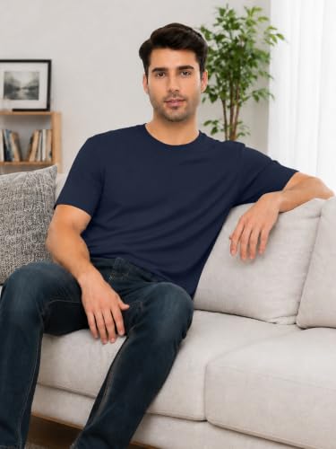 Image of KEEPSHOWING Mens Oversized Short Sleeve T-Shirts Cotton Loose Fit Tees