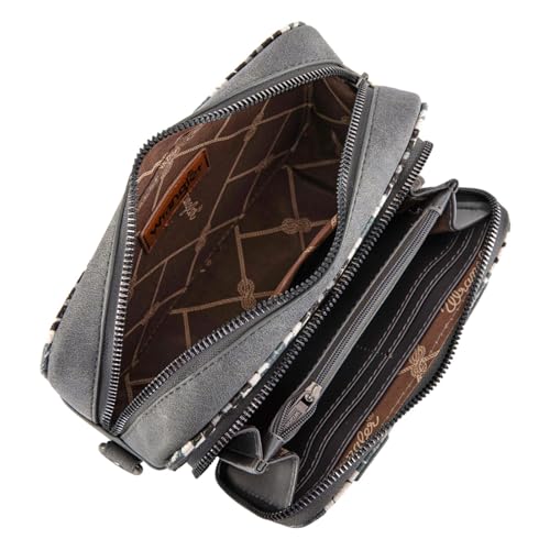 Image of Wrangler Aztec Crossbody Bag for Women Multi Pocket Shoulder Bag Boho Cross Body Wallet Purse