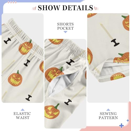 Pumpkin and Candle Boys Long Pants Soft Trousers Elastic Waist Kids Lounge Bottoms with Pockets S-XL4