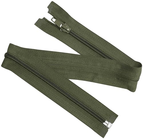 AERZETIX - Juego de 8 Cremalleras de espiral N°5 45cm separables con cursor - en metal nylon poliéster - color verde militar - para costura manualidades creaciones textiles