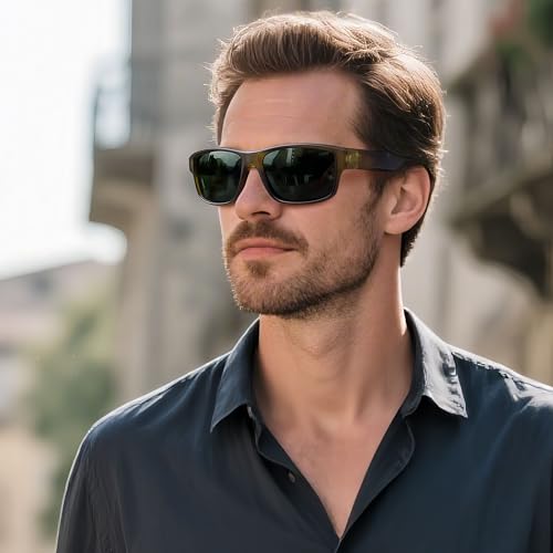 Image of Joopin Rectangle Sports Sunglasses Polarized UV Protection Shades for Men | Wrap Around Sun Glasses, Trendy Plastic Frame, TAC Lens, Safety, Driving, Running, Fishing, Cycling, Hiking