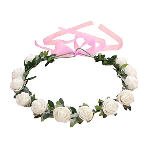 RKJRTK Coronas de flores de primavera para playa, rosas sintéticas, bodas, fiestas, accesorios para fotos
