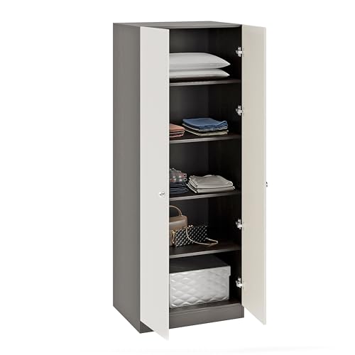 Image of FURNEASER Fanciable Engineering Wood 2 Door Wardrobe Almirah for Clothes | Double Door Cabinet Closet Organizer | Multipurpose Cupboard for Bedroom Living Room | 60 x 42 x 180 CM (Wenge & White)