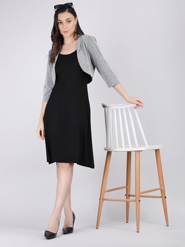 Image of Women's Short Stretchable Shrug with Collar Neckline