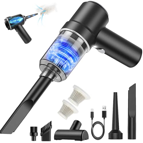 YUEJIDZ Aspiradora Portátil Inalámbrica con Luz LED, Mini, Negro