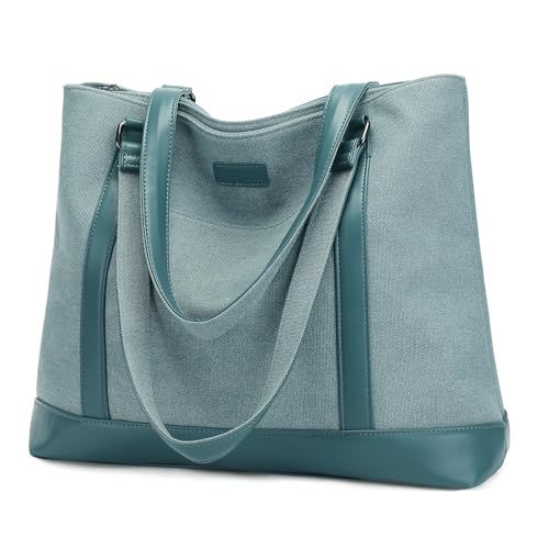 BAIGIO Laptop Tote Bag for Women 15.6 Inch Lightweight Travel Canvas Tote Bag Purse Large Teacher Work Shoulder Bags Handbag