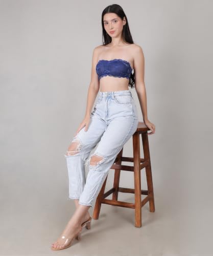 Image of Fabme Women Lace, Padded Tube Bra - Free Size - 3 Hook Back