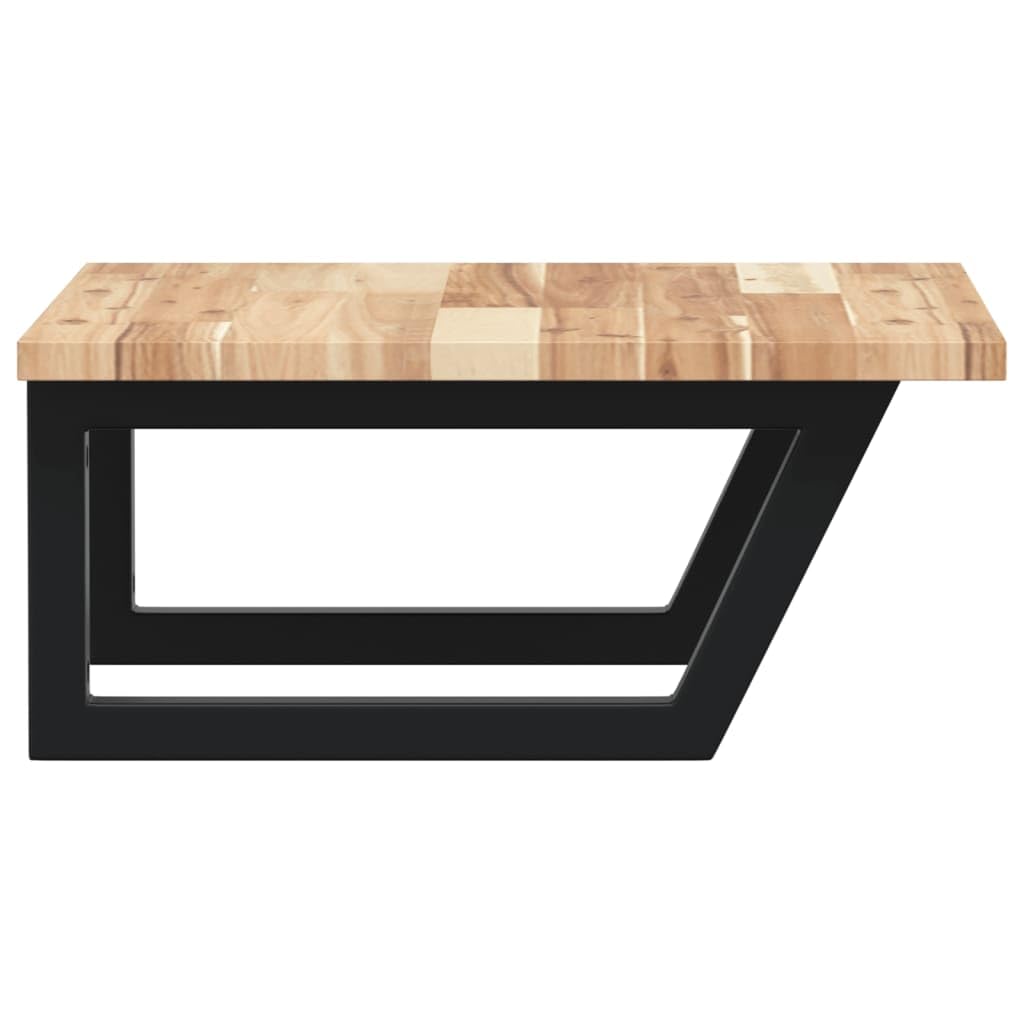 Estantería para lavabo de pared de acero y madera de acacia, 50 x 50 cm, con soporte trapezoidal para muebles de baño, espacio de almacenamiento y estante, soporta hasta 100 kg, diseño moderno