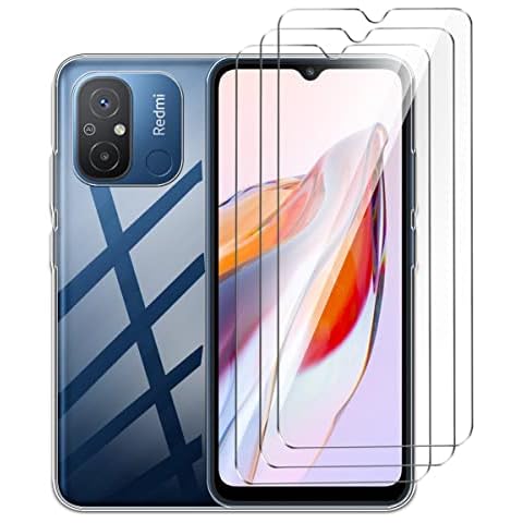 LYZXMY Funda para Xiaomi Redmi 12C (6.71") Transparente Carcasa +3X Protector de Pantalla de Vidrio Templado Cover