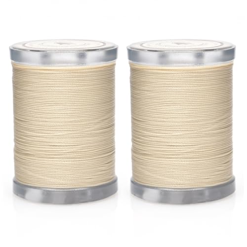 Image of Selric 300Yards Extra Strong Bonded Nylon Thread for Leather Sewing, Beige Heavy Duty Upholstery Thread for Heavy Fabric (2 Spools)-Beige