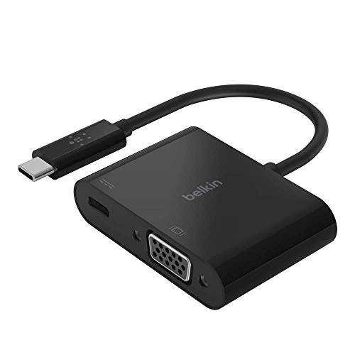 Image of Belkin USB-C to VGA Adapter + Charge (Supports HD 1080p Video Resolution, 60W Pass-Through Power for Connected Devices) MacBook Pro VGA Adapter, Black & Essential Series F9E600zb2MGRY 6