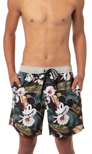 Neff Disney Men's Mickey Mouse Floral Daily Hot Tub Board Shorts for Swimming (Small) Multicoloured