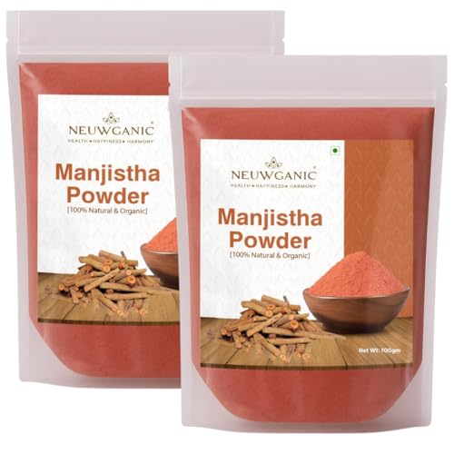 Image of Organic Manjistha Powder (100gm) | Ayurvedic Herb for Skin Brightening, Pigmentation & Detox | Face Pack & Hair Growth Support | Pure Rubia Cordifolia Powder | Pack Of 2