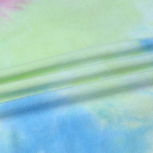 Tebbis Trendy Tie Dye Sleepover Pajamas for Girls -100% Cotton Soft Avocado/Caticorn Cat Donut PJ Set Size 6-183