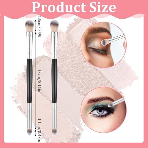2 Stücke Augen Make-up Pinsel Lidschatten Pinselset Doppelkopf Schminkpinsel Makeup Blender Pinsel Augenpinsel Set Eyeshadow Brush Lidschattenpinsel für Concealer Highlighter Loses Puder