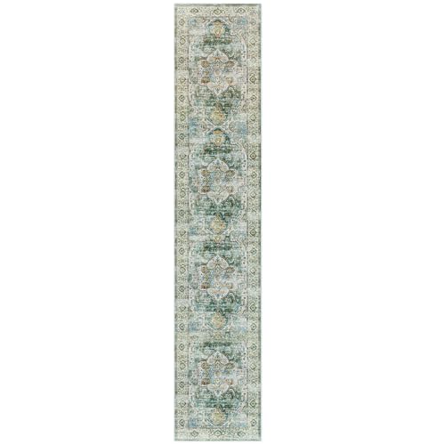 Madane Runner Rugs for Hallway 2x10 Long Washable Non-Slip Hallway Runner Rug Low-Pile Stair Kitchen Runner Soft Throw Carpet for Entrance Living Dining Laundry Room (Green, 2 x 10)