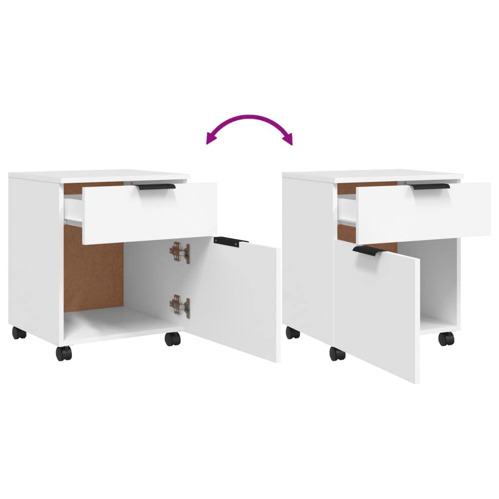 Willood Mobiler Aktenschrank mit Rollen Weiß 45x38x54cm Schreibtischschrank, Schreibtischorganisator, Home-Office-Möbel Holzwerkstoff