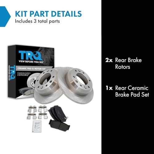 Image of TRQ Rear Brake Pad and Rotor Set Ceramic Compatible with 2007 Hyundai Entourage 2006 Kia Sedona