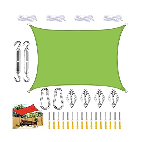 Voile d'ombrage rectangulaire verte 2x5m étanche avec fixations et œillets - 2