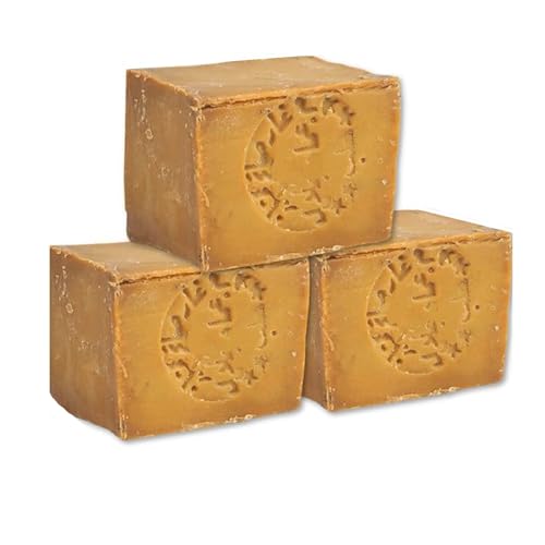 Jabón de Alepo 200g x pack 3 (600g - 4%) | Natural, Artesanal y Vegano | Cuidado Suave para Piel Sensible