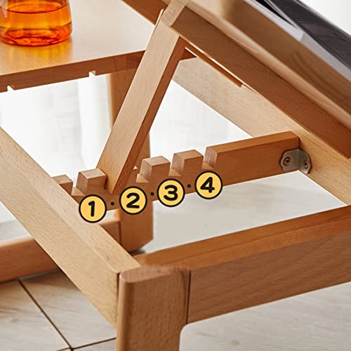 Small Wooden Table Low Floor Table Small Wooden Coffee Table Small Dining Table Laptop Table Adjustable Table Top (Color : Wood Color, Size : 62x35x30cm)