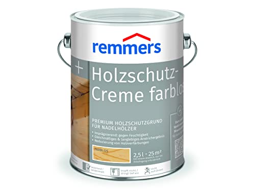 Remmers Holzschutz-Creme farblos, 2,5 Liter, tropffreier Premium Holzschutzgrund für Nadelhölzer, Gleichmäßiges & langlebiges Anstrichergebnis