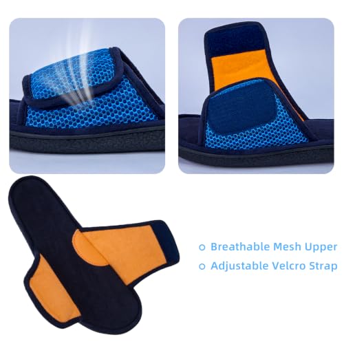 Image of Men's Adjustable House Slippers, Mesh Open Toe Breathable Indoor Slip on | Upgrade Memory Foam, Breathable Mesh Upper, Machine Washable, Moisture-Wicking Lining