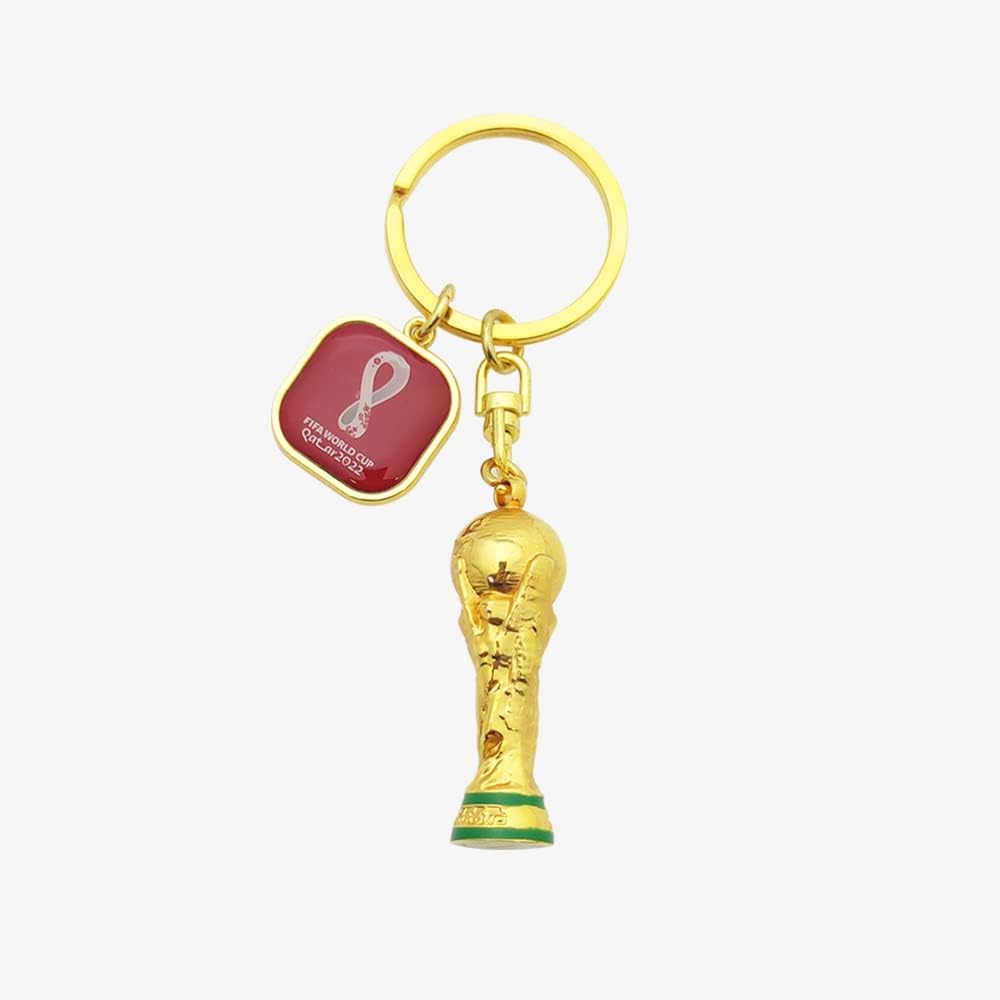 FIFA World Cup 2022 Qatar 3D Trophy Keyring with Official Emblem - Own a Collectible Version of World Soccer Biggest Prize, Gold, One Size