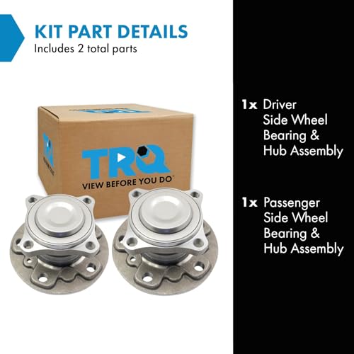 Image of TRQ Left and Right Wheel Bearing and Hub Assembly Set 2 Piece Compatible with 14-21 BMW i3 18-21 i3s 14-15 Mini Cooper L4 2.0L 14-15 Cooper L3 1.5L 2016 2017 2017-2019 Clubman S