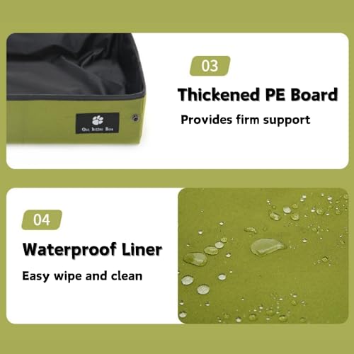 Image of Portable Foldable Cat Litter Box - Waterproof, Leak-Proof for Outdoor Camping, Hotel Stays, Road Trips - Travel Essentials for Cats & Kittens (Green, Large)