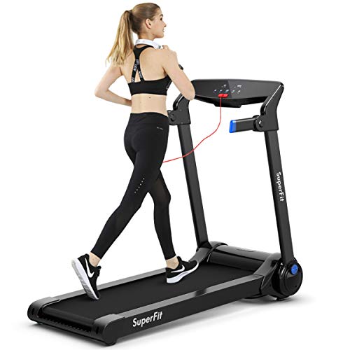 Image of GYMAX Folding Treadmill, 3.0HP Free Installation Running Machine with Bluetooth Speaker, HD Touch Screen Monitor, Smart APP Control, Silent Jogging Walking Machine for Home Office