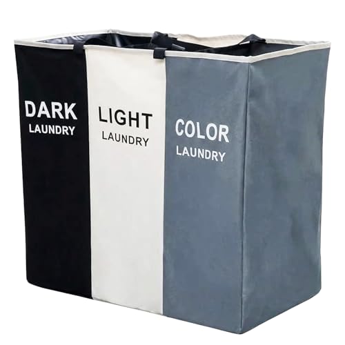 Lista de Cesto para Ropa Sucia los 10 mejores. 49 Timotech 130 L Cesto de Ropa Sucia de 3 Secciones, Clasificador de Ropa, Cesta de Lavandería Grande Plegable e Impermeable para Organización de Hogar y Cuarto de Lavado...