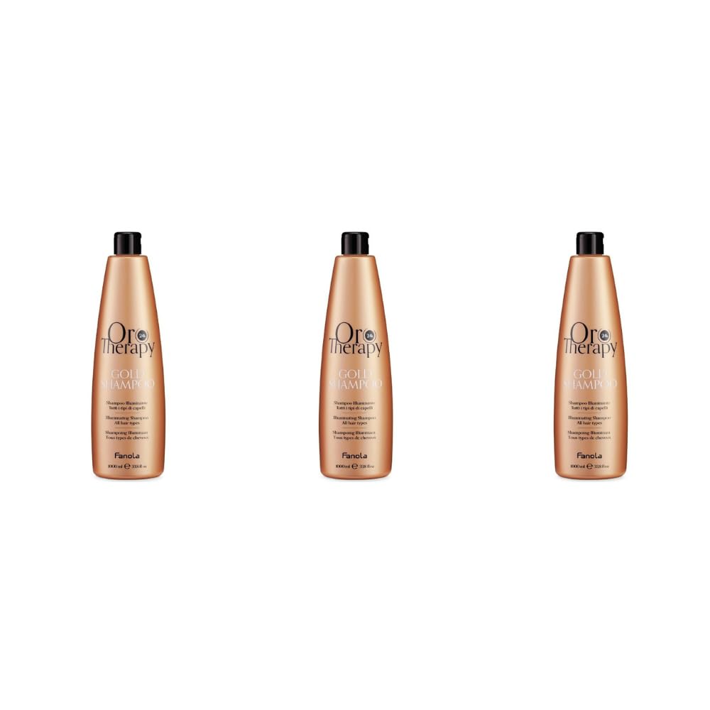 3x Shampoo Illuminante con Olio di Argan Oro Puro - Fanola Oro Therapy - 1000 ml