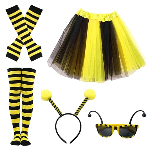  Mprocen Set di 5 costumi da ape, per adulti, a righe, per cosplay e feste