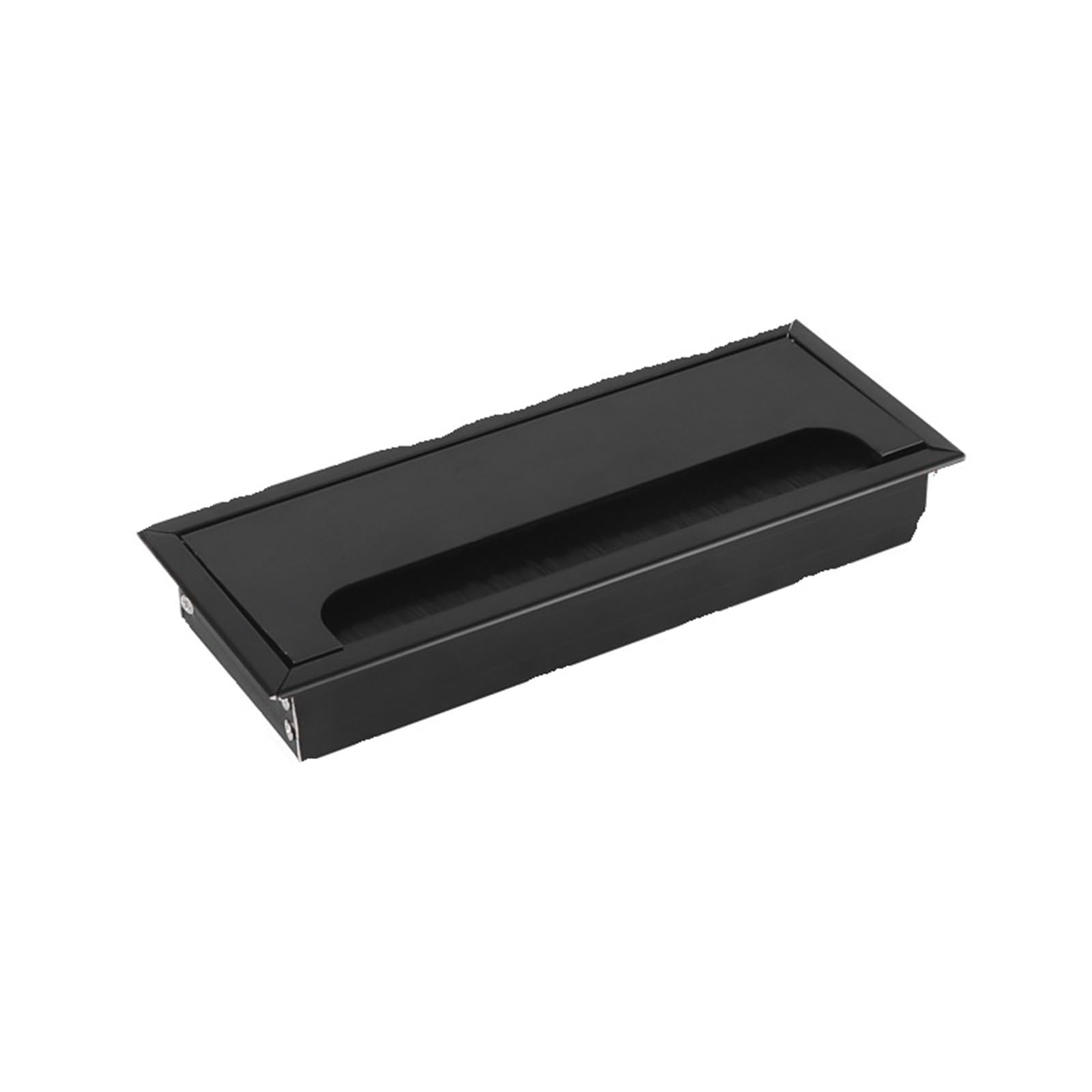 Ghhzml Black 80X200mm Cable Hole Cover 1Pcs Desk Cable Hole Cover Black Aluminum Alloy Box With Bristle Brush Computer Desktop Rectangular(Black 80X200mm)