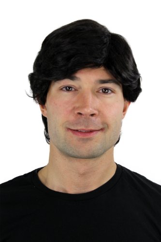 WIG ME UP- Peluca masculina, negro, corto, con raya, liso GFW355A-2