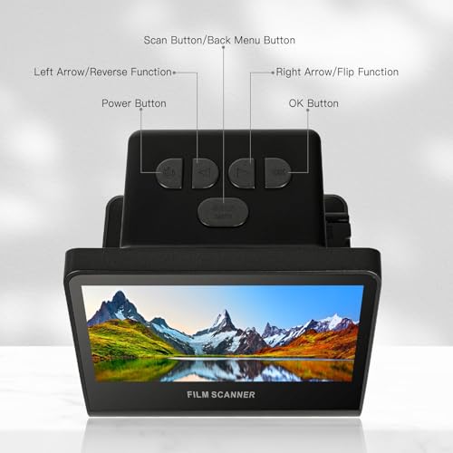 22 MP Film & Slide Scanner with 5 Inch LCD Screen, All-in-One Digital Film Scanner Built-in 16GB Memory Converts B&W/135/110/126 KPK Negative and Super 8/Monochrome Slides into JPEG Photos