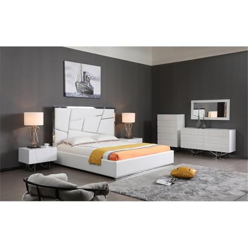 Limari Home LIM-75856 Arrow Collection Modern Style Bedroom High Gloss Finished Nightstand With 1 Drawer & Stainless Steel Leg thumb #1