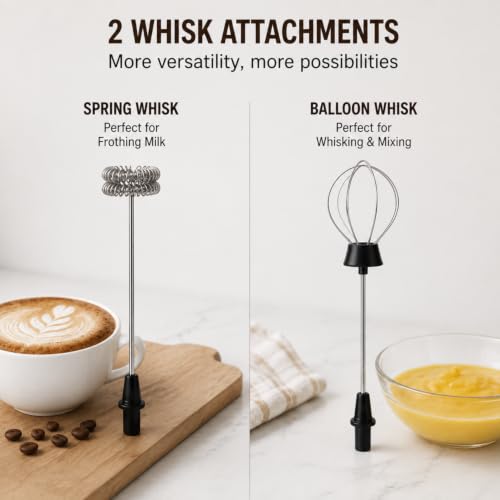 Image of Escala Coffee Frother Electric Rechargeable & Coffee Maker Machine for Home, 3 Speed Milk Frother, Coffee Beater, Coffee Whisker, Coffee Blender with Stainless Steel Whisk for Latte, Cappuccino