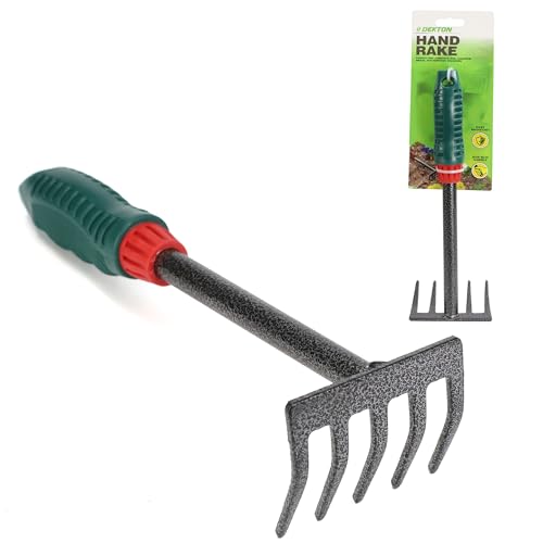 Dekton Hand Rake – Ergonomic Gardening Tool for Raking, Leveling, and Weeding | Durable Stainless Steel Tines | Comfortable Grip | Ideal for Flower Beds, Vegetable Gardens, and Lawn Care