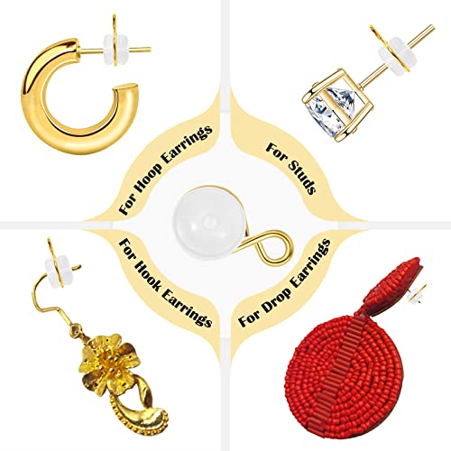 Esmatoo Earring Backs, Rubber Earring Backs For Studs And Droopy Ears , Hypoallergenic Comfort Small Gold Silicone Earring Backs ( 3 Pairs ) #TOP3