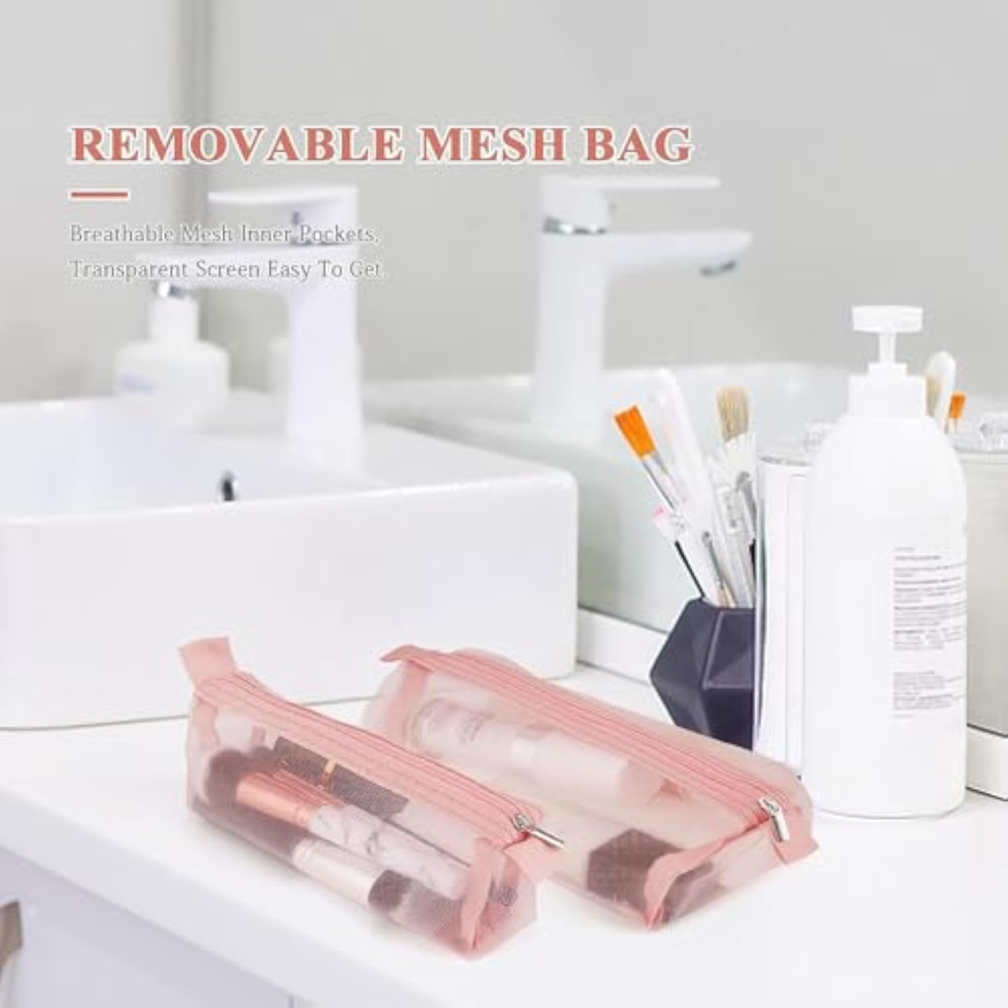 Nylon 4 in 1 Travel Toiletry Makeup Organizer Pouch Bag