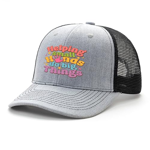 Retros Helping Tiny Humanss Dos Big Things Speds Teacher Fitted Hat for Women Fashionable Athletic Trucker Caps2