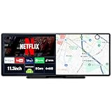 11.3 インチ 【Androidシステム 8コアCPU 4GB RAM＋64GB ROM】ポータブルディスプレイオーディオ YouTubeやNetflixが見れる CarPlay&Android Auto&ミラーリング無線対応/1080Pリアカメラで駐車をアシスト/Bluetooth5.0 BT音楽＆通話 OTAアップデートをサポート