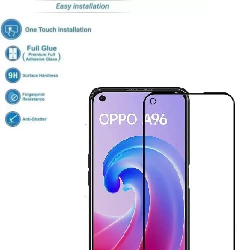 Image of Screen Protector for Oppo A96 (Black) Tempered Glass Edge-to-Edge 6D Screen Guard With Installation Kit