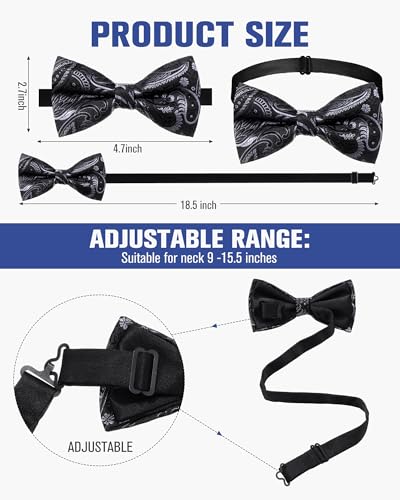 Image of Hercicy 20 Pcs Bow Ties for Men Pre Formal Satin Bowties Set with Adjustable Neck Band for Wedding Party Favors